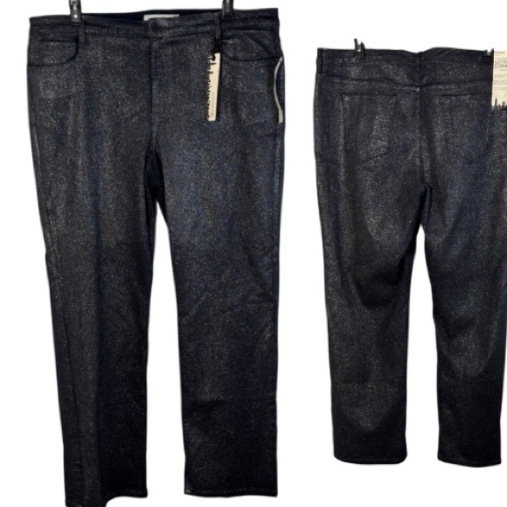 Jones‎ New York Jeans Blue Dark Wash Glitter Straight Leg in 22W  NWT